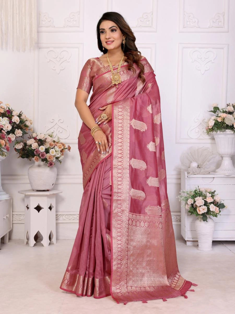 Vanshika organza silk banarasi saree with zari weaving work
