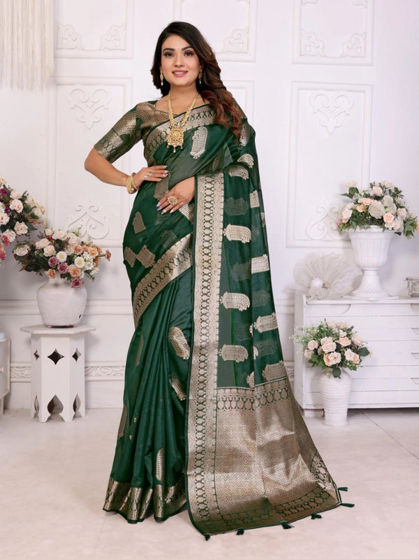 Vanshika organza silk banarasi saree with zari weaving work