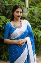 Firoji soft linen cotton saree with digital printed work