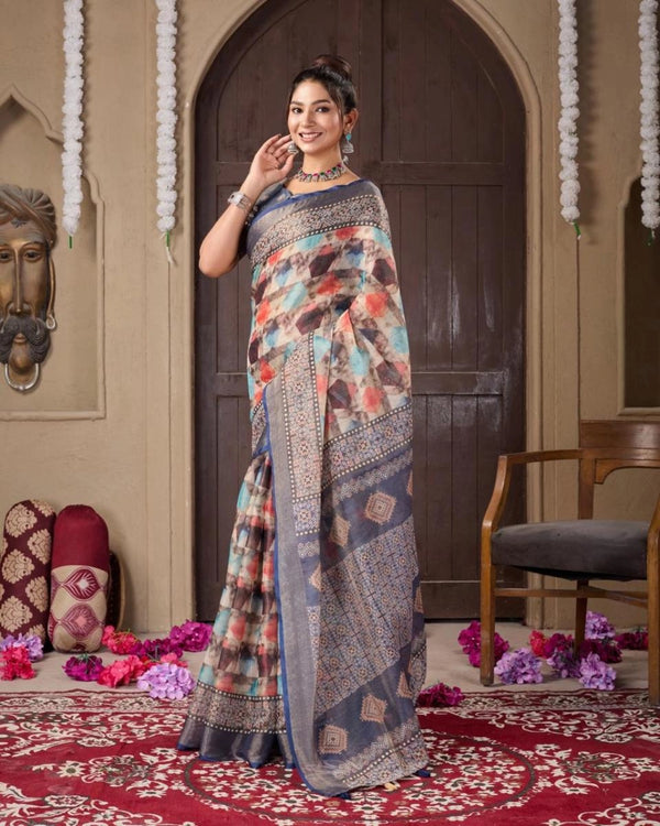 Eswari Multi digital printed erode cotton saree