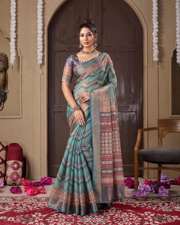 Eswari Multi digital printed erode cotton saree