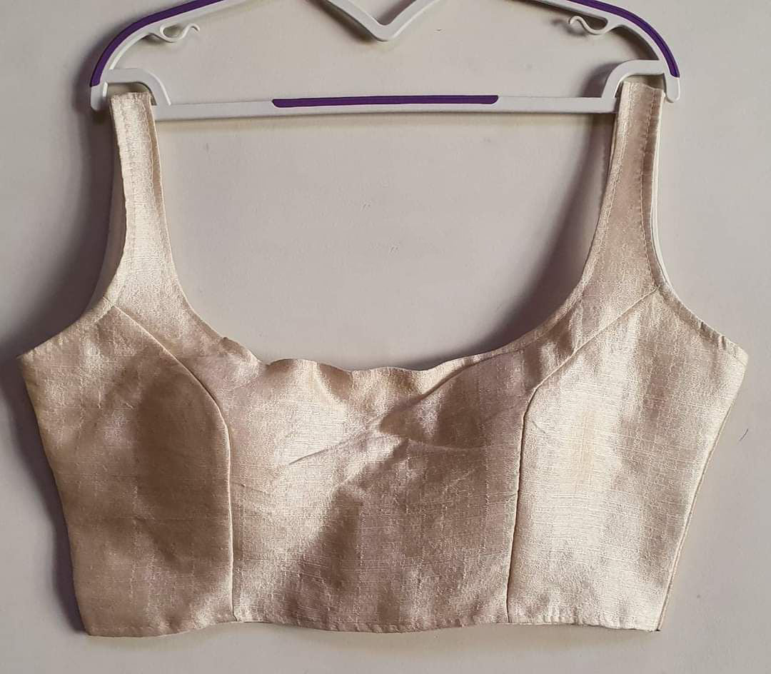 Bollywood style off white plain phantom silk readymade blouse