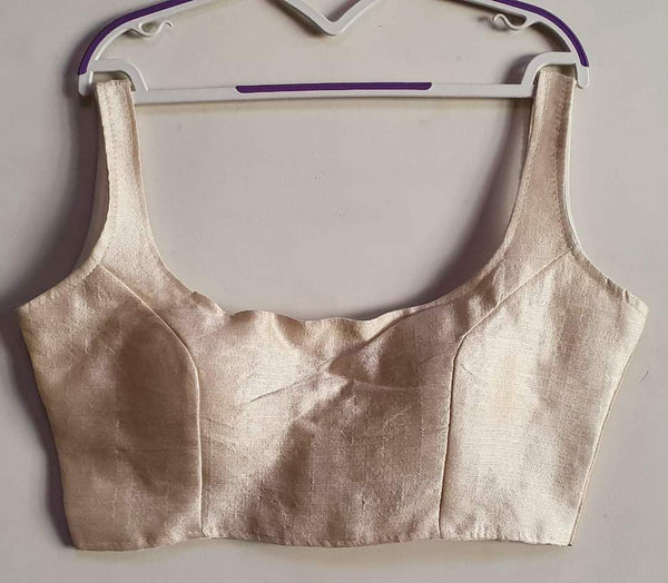 Bollywood style off white plain phantom silk readymade blouse