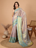 Multi kanjivaram silk saree with zari weaving work