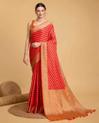 Red color kanchipuram silk saree with zari woven work