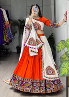 Rayon Cotton Lehenga Choli with Traditional Gamthi Embroidery and Matching Dupatta