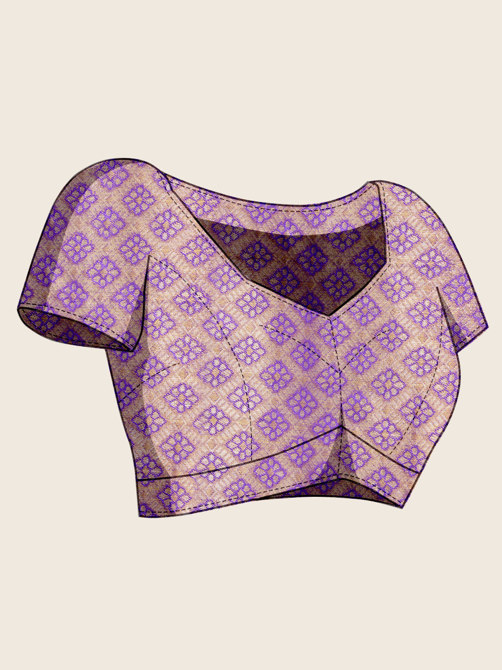 Beige kanjivaram silk saree with zari weaving work