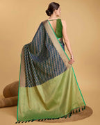 Navy blue color kanchipuram silk saree with zari woven work