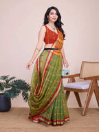 Mahendi green kota doriya saree with zari weaving work