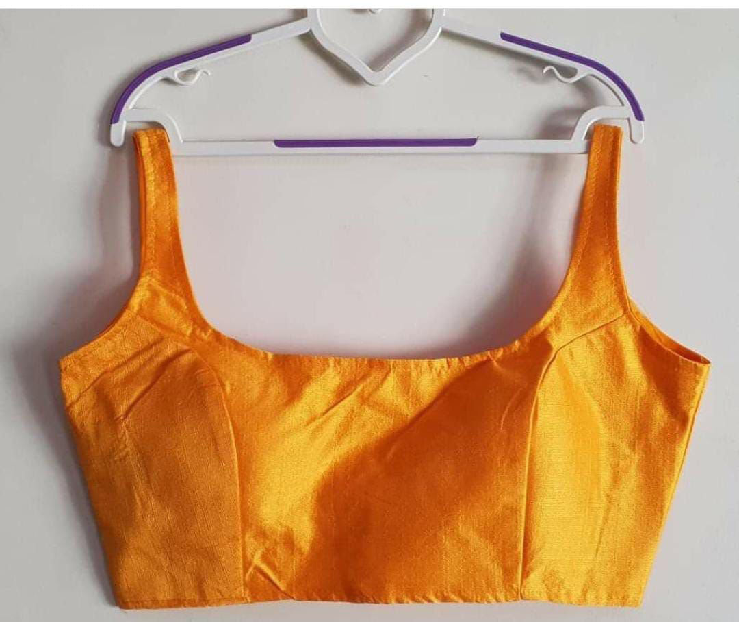 Bollywood style yellow plain phantom silk readymade blouse