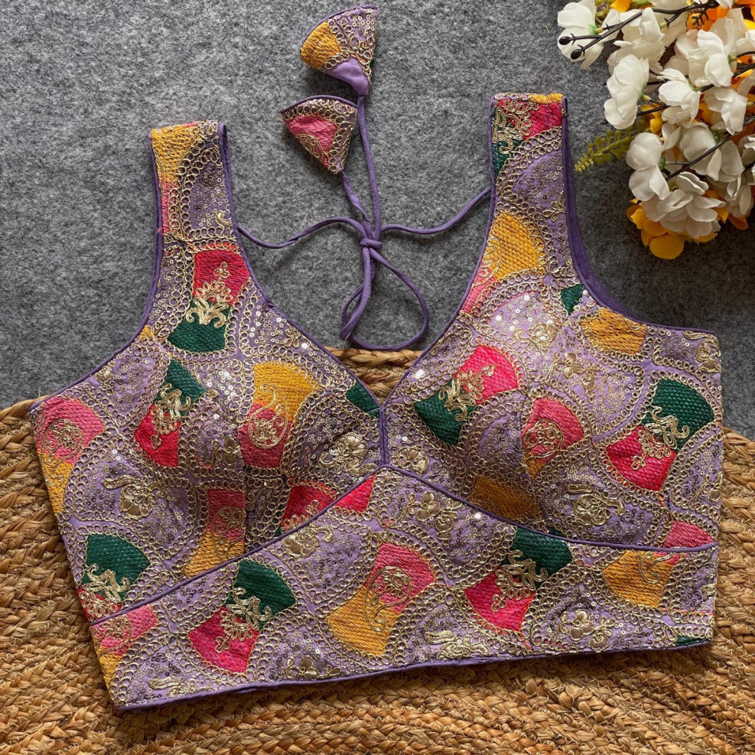 Lavender fox georgette bollywood style readymade blouse