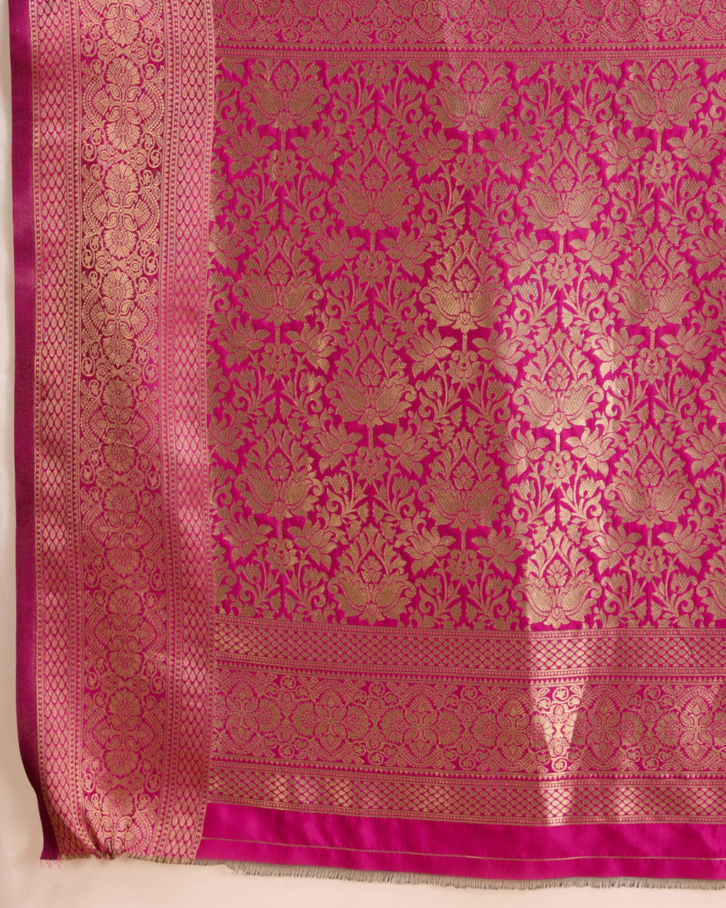 Rani pink color soft kanchipuram silk saree with zari weaving work