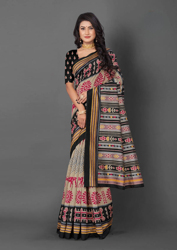 BHAGALPURI IKKAT PRINT SAREE