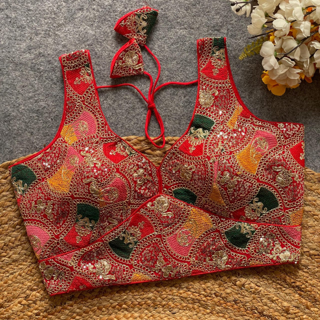 Red fox georgette bollywood style readymade blouse