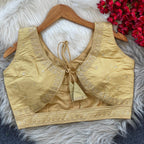 Beige sequence and embroidery roman silk readymade blouse