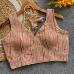 Peach fox georgette fancy readymade blouse with embroidery work