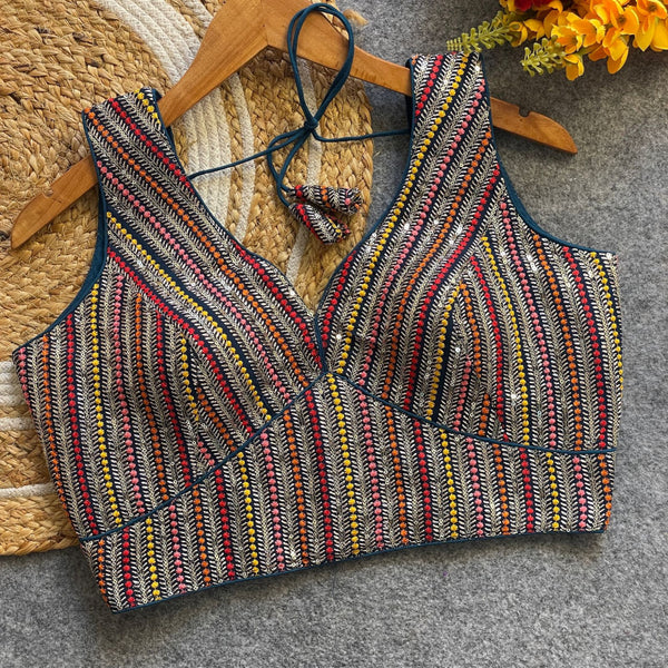 Morpeach fox georgette fancy readymade blouse with embroidery work