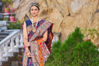 Navy blue color banarasi silk saree with zari weaving work