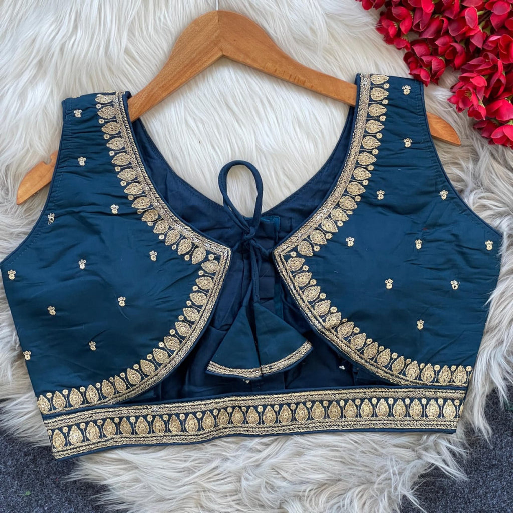 Morpeach sequence and embroidery roman silk readymade blouse