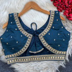 Morpeach sequence and embroidery roman silk readymade blouse