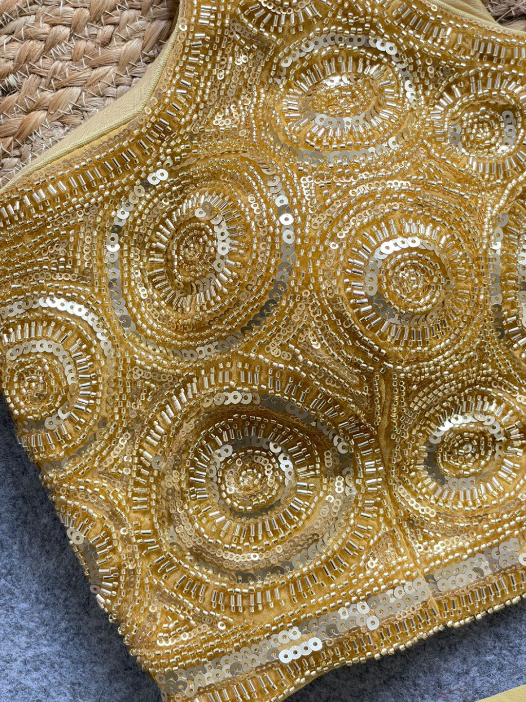 Beige georgette fancy readymade blouse with handwork with Belt