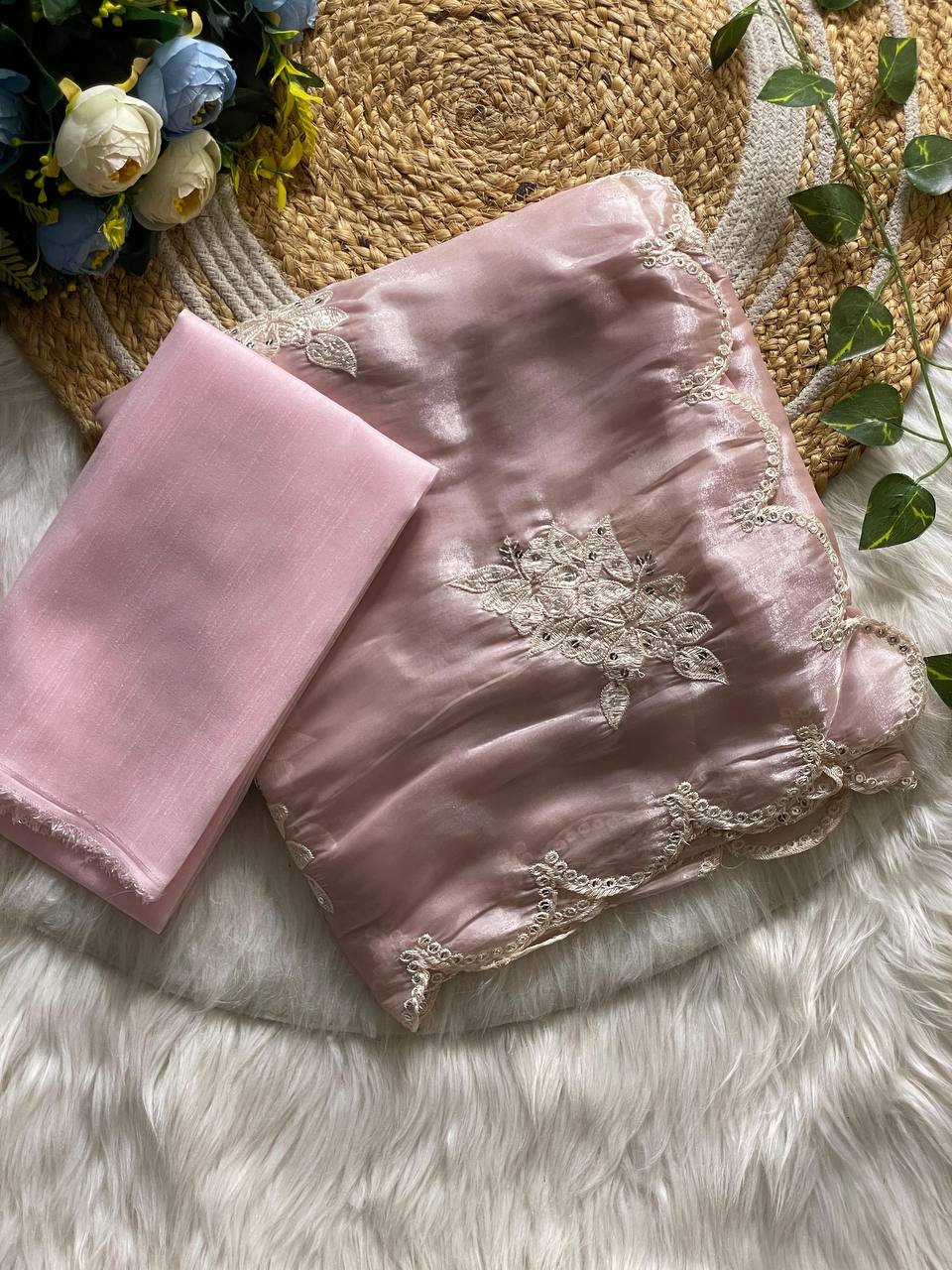 Lavender fancy jimmy choo silk saree with embroidery and sequence work