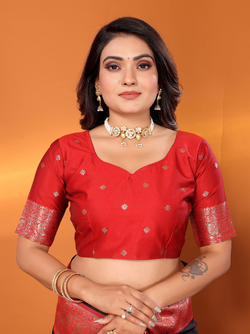 Black traditional banarasi silk saree with zari weaving work