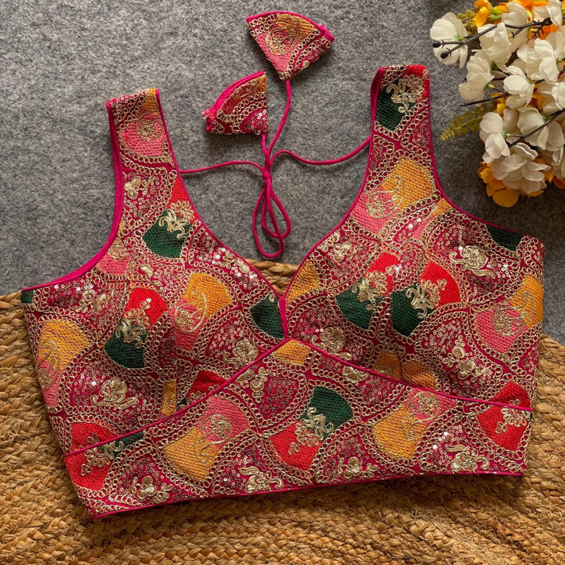 Pink fox georgette bollywood style readymade blouse