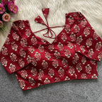 Maroon colour ajarakh printed cotton readymade blouse