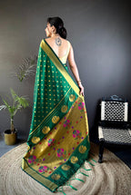 Magenta traditional paithani silk saree with zari weaving work