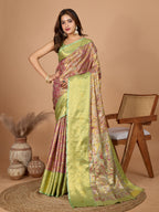Pista green kanjivaram silk saree with zari weaving work