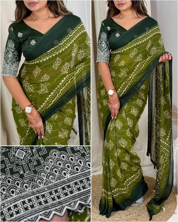 Luxurious Pure Heavy Georgette Saree