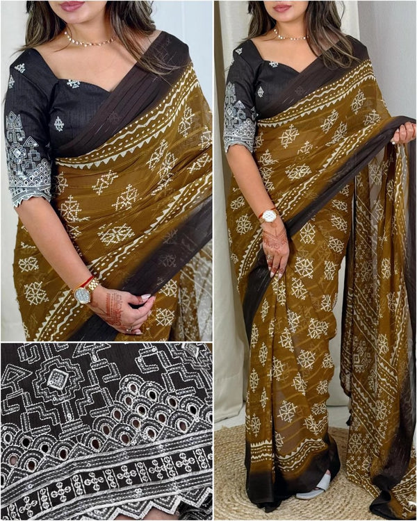 Luxurious Pure Heavy Georgette Saree