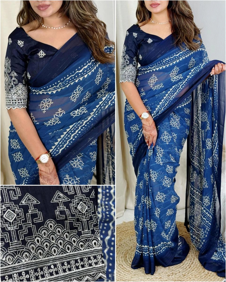 Luxurious Pure Heavy Georgette Saree
