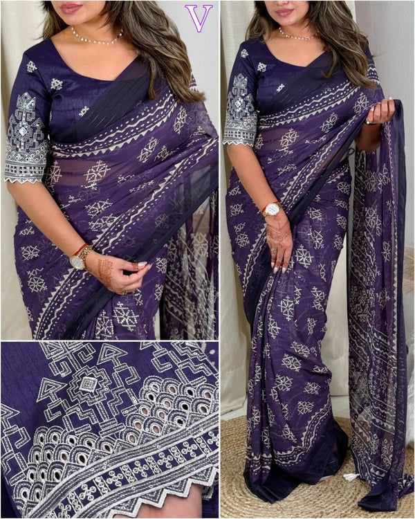 Luxurious Pure Heavy Georgette Saree