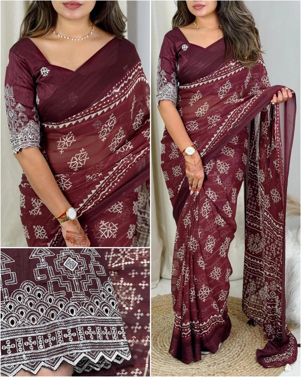 Luxurious Pure Heavy Georgette Saree