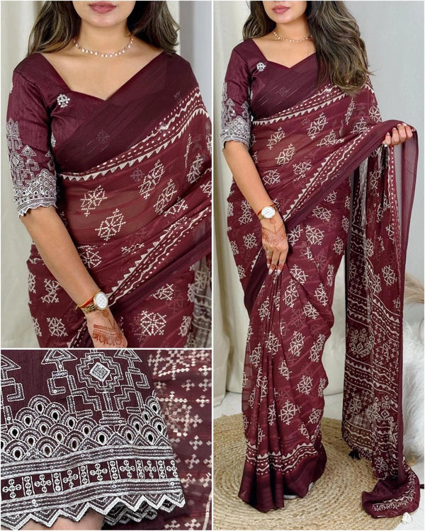 Luxurious Pure Heavy Georgette Saree