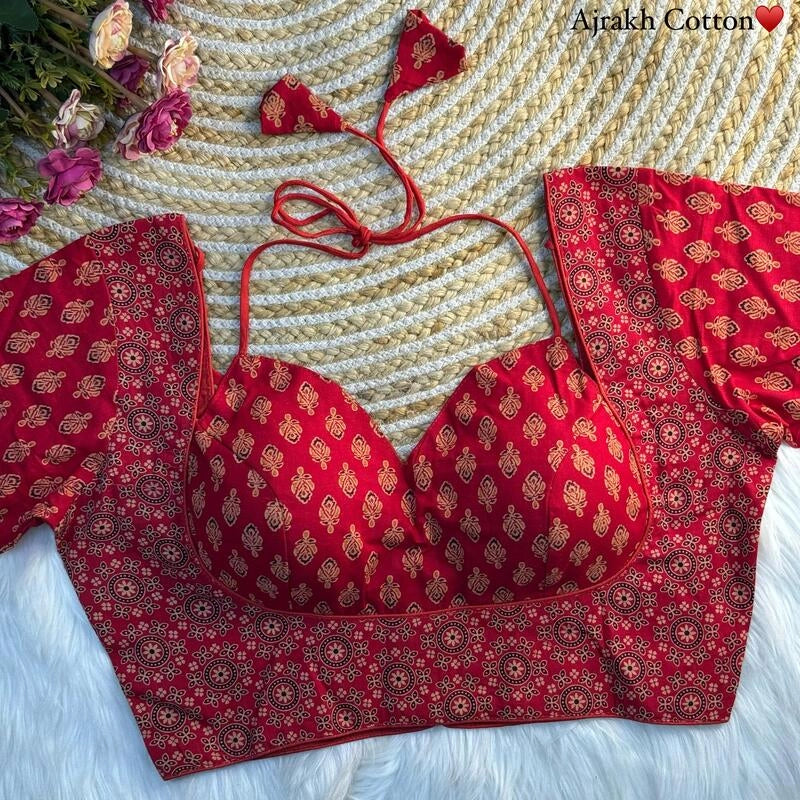 Original Ajrakh Cotton Halter Neck Blouse