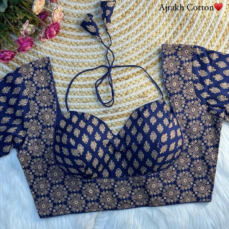 Original Ajrakh Cotton Halter Neck Blouse