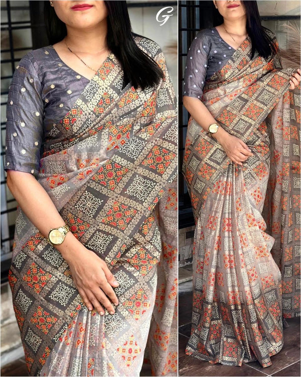 Glass Organza Saree