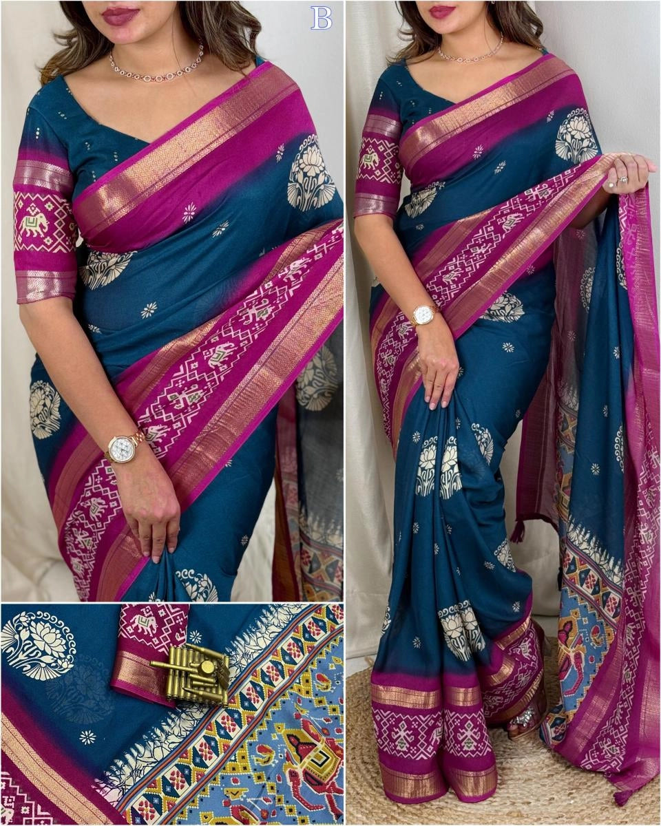 Dull Moss Fabric Saree