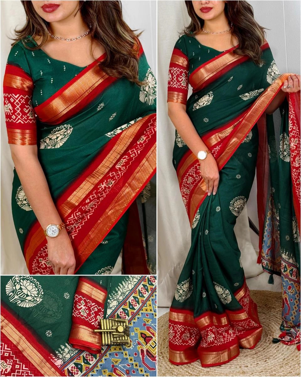 Dull Moss Fabric Saree