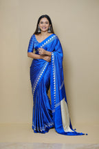 Blue colour fancy crepe silk saree with digital printed work