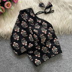 Black colour ajarakh printed cotton readymade blouse