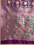 Magenta color paithani silk saree with zari weaving work