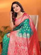 Rama green traditional banarasi silk saree with zari weaving work