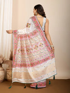 Ashopalav Off-White Table Printed Traditional Soft Cotton Saree