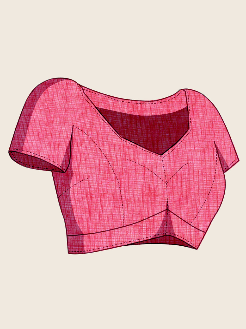 Pink linen cotton saree with digital printed work and silver zari border