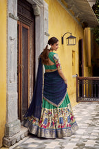 Traditional Kalamkari Printed Lehenga in Poly Chanderi with Zari Work & Georgette Dupatta