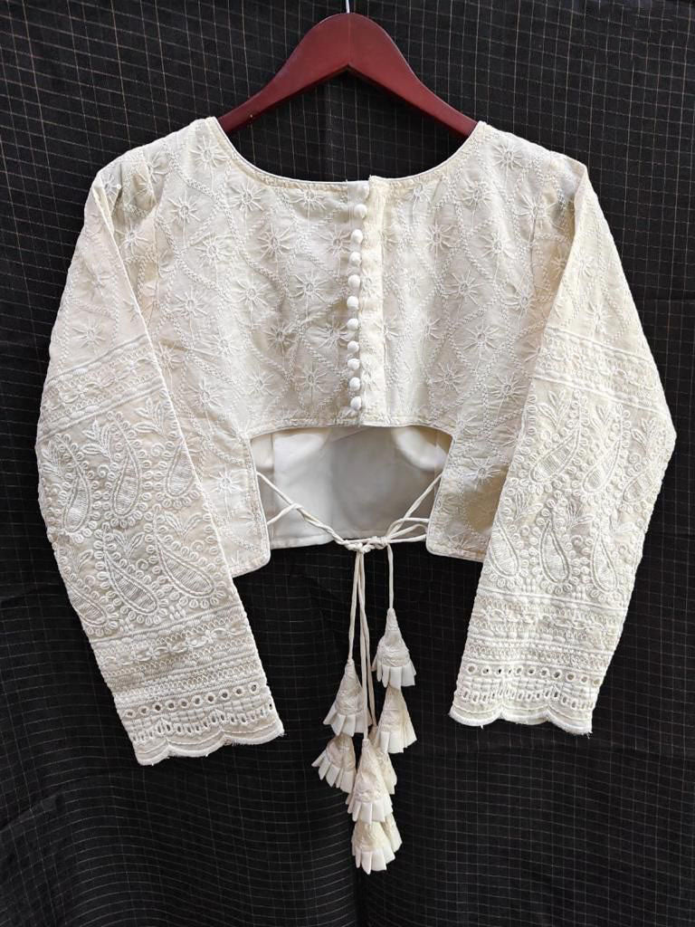 Off white hakoba cotton sabyasachi design readymade blouse